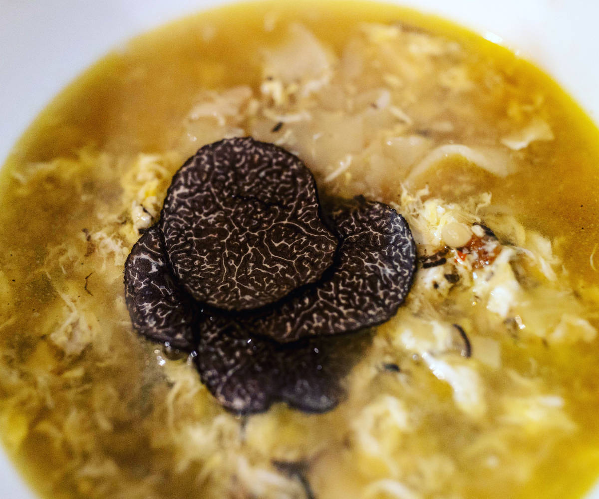 Truffle egg drop soup